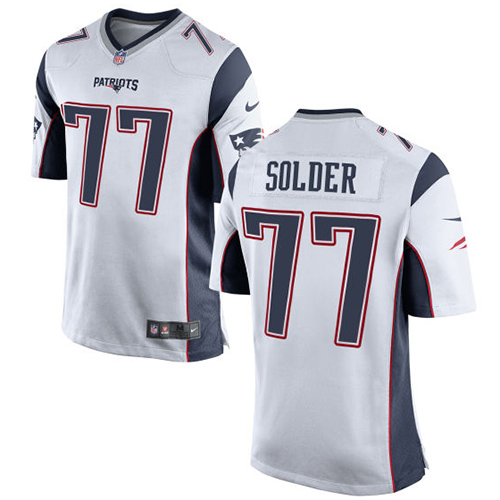 Men's Game Nate Solder Nike Jersey White Road - #77 NFL New England Patriots